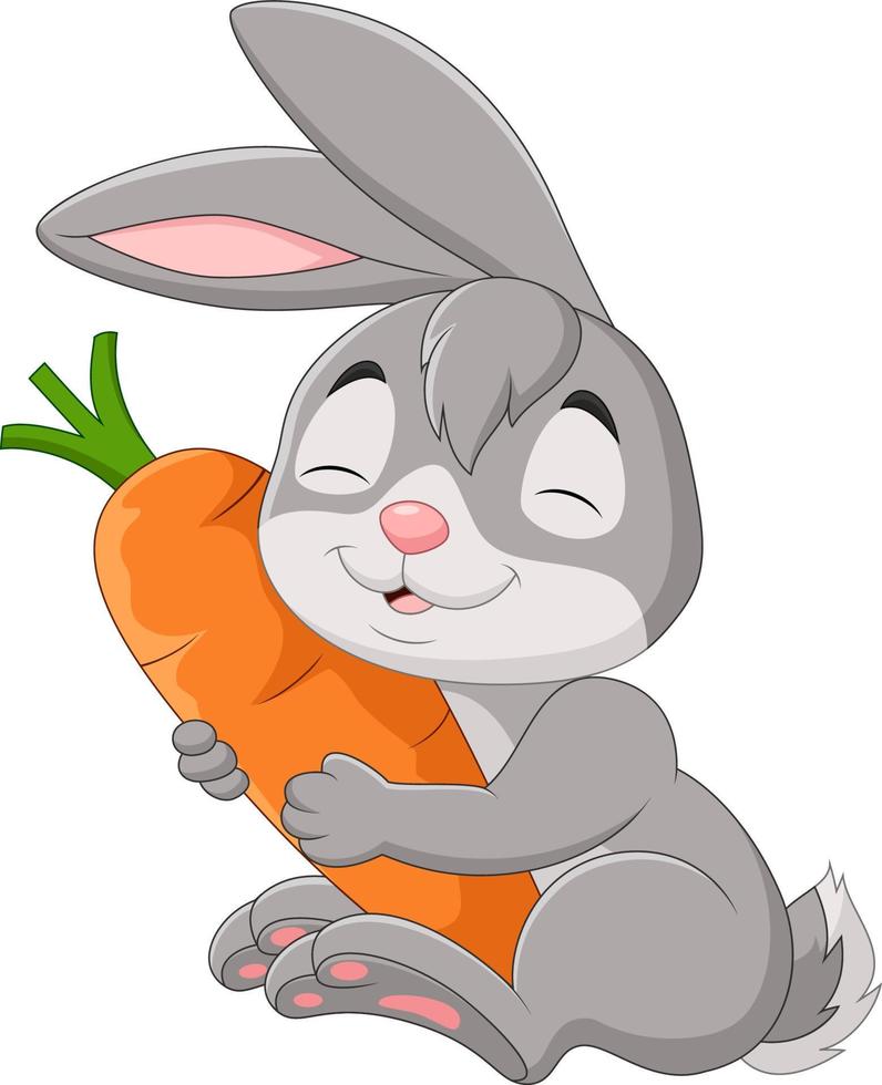 coniglio cartone animato che tiene una carota vettore