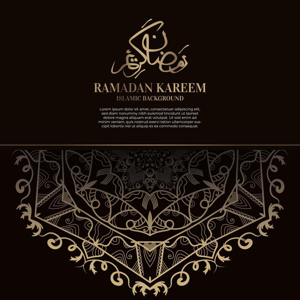 Kareem Ramadan. disegno di sfondo islamico con calligrafia araba e ornamento mandala. vettore