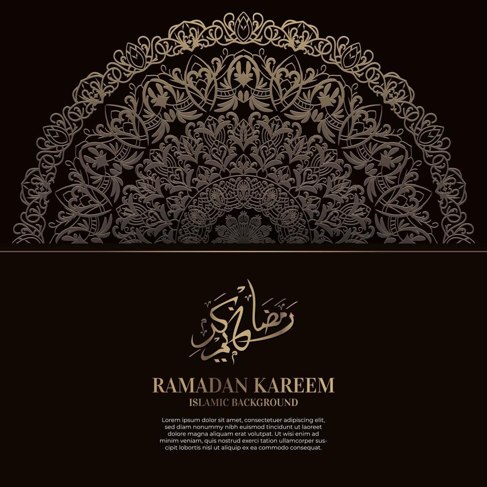 Kareem Ramadan. disegno di sfondo islamico con calligrafia araba e ornamento mandala. vettore