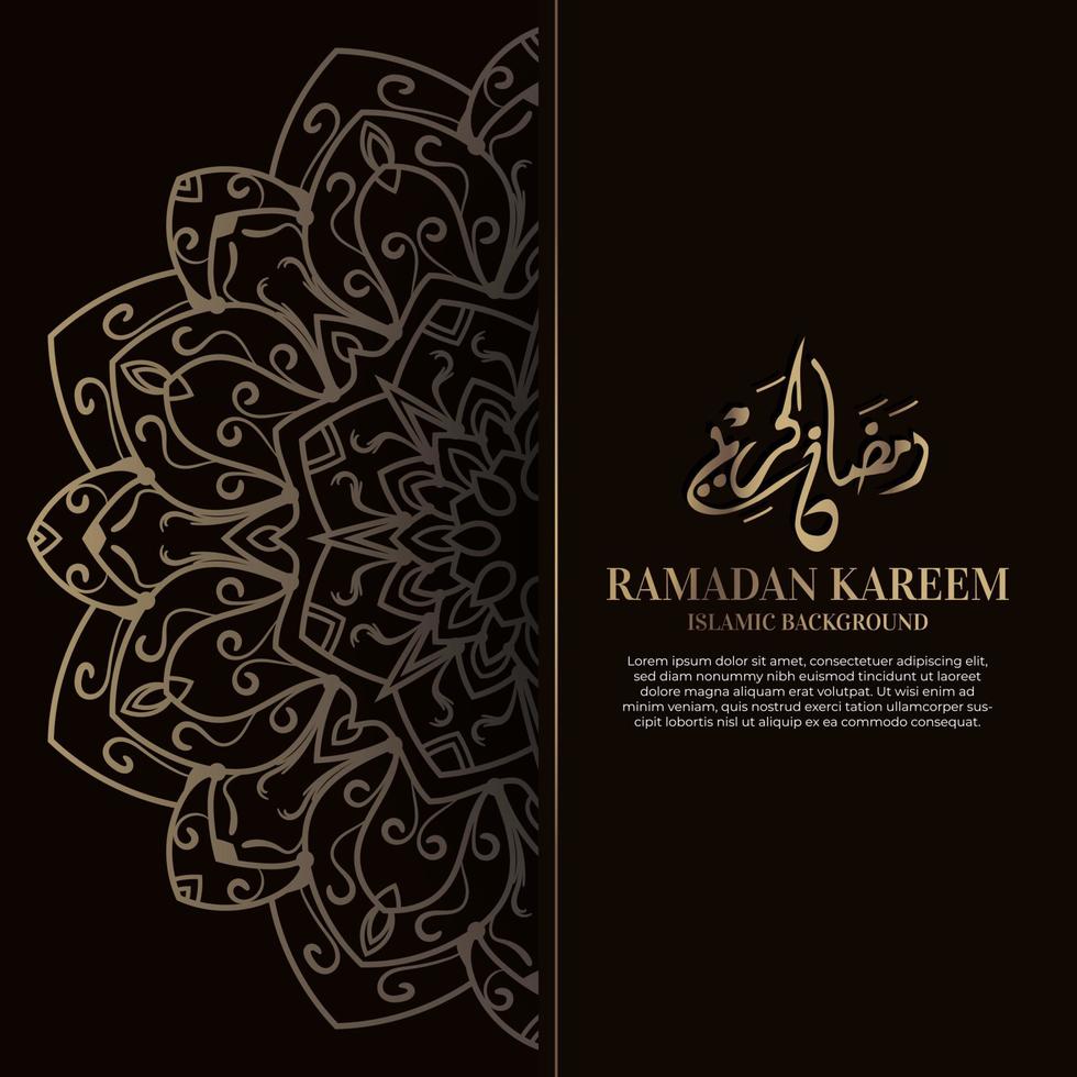 Kareem Ramadan. disegno di sfondo islamico con calligrafia araba e ornamento mandala. vettore