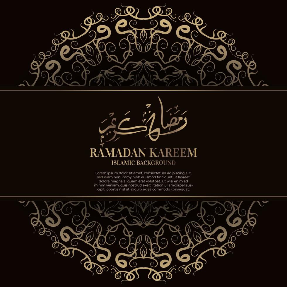 Kareem Ramadan. disegno di sfondo islamico con calligrafia araba e ornamento mandala. vettore