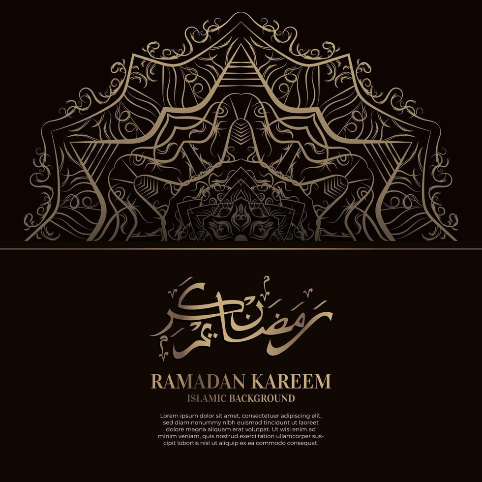 Kareem Ramadan. disegno di sfondo islamico con calligrafia araba e ornamento mandala. vettore