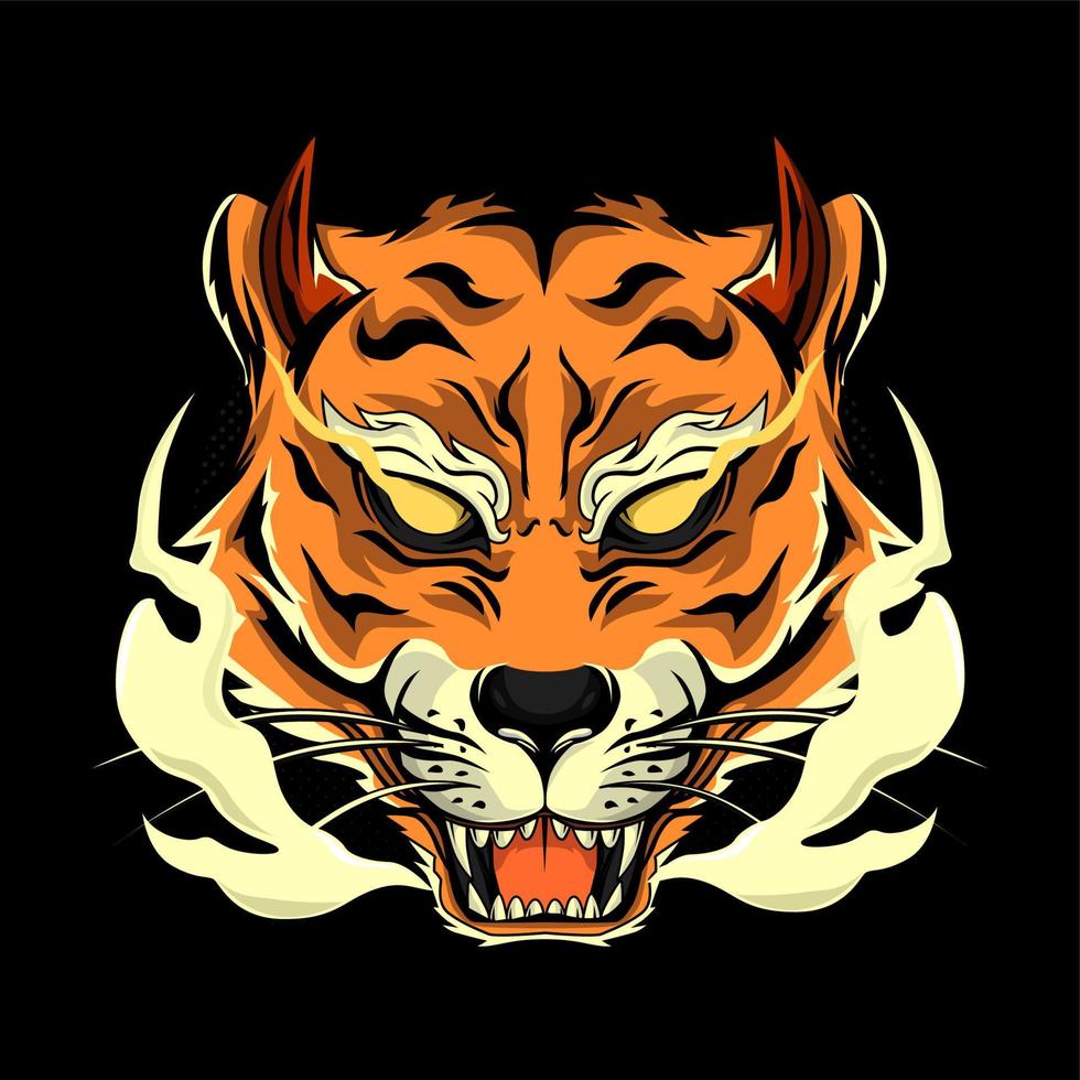 testa di tigre in stile giapponese per maglietta vettore