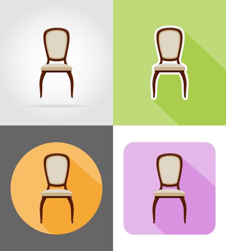illustrazione piana di vettore delle icone stabilite della mobilia della sedia