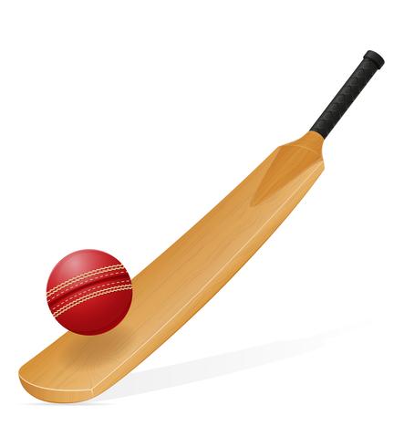 illustrazione vettoriale di pipistrello e palla di cricket