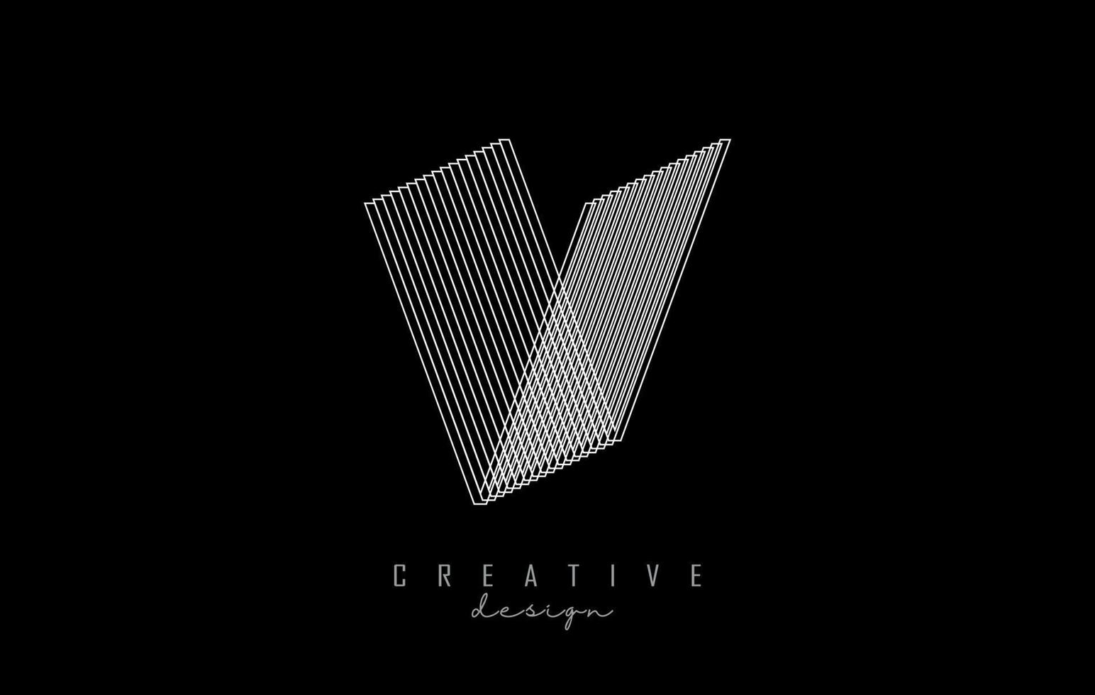 linee bianche lettera v logo. disegno di illustrazione vettoriale linea creativa con effetto 3d.