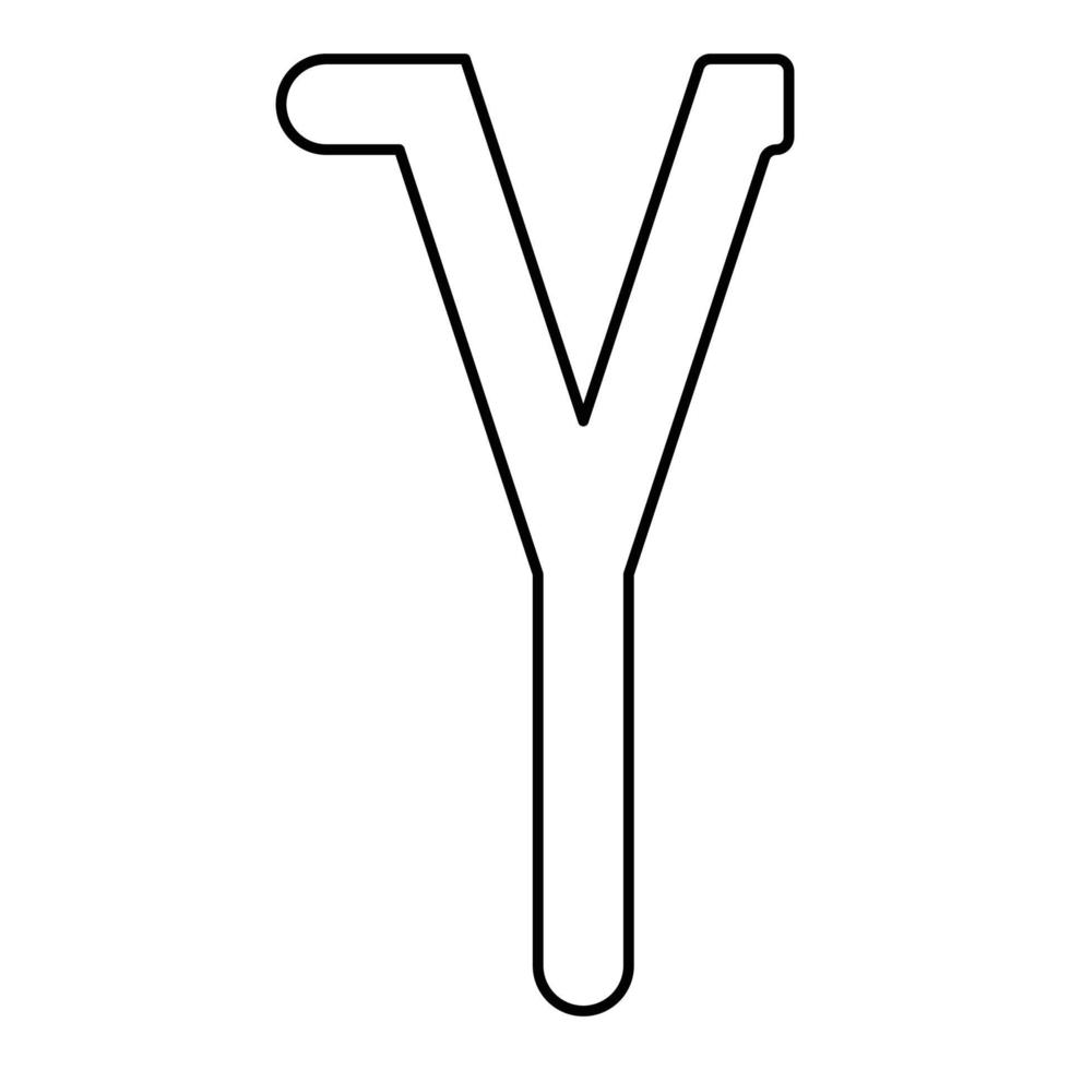 gamma simbolo greco lettera minuscola carattere minuscolo icona contorno colore nero illustrazione vettoriale immagine in stile piatto