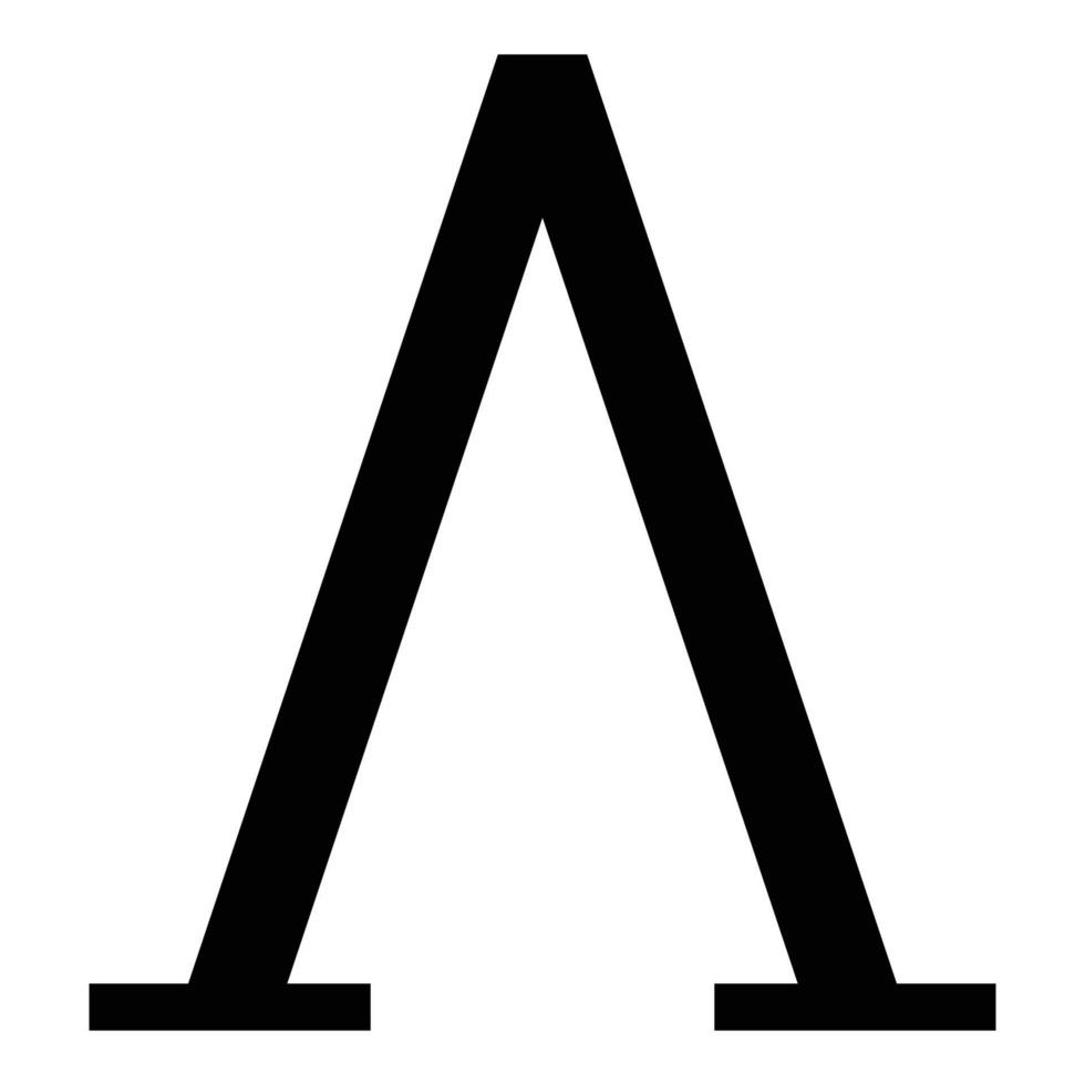 lambda simbolo greco lettera maiuscola carattere maiuscolo icona colore nero illustrazione vettoriale immagine in stile piatto