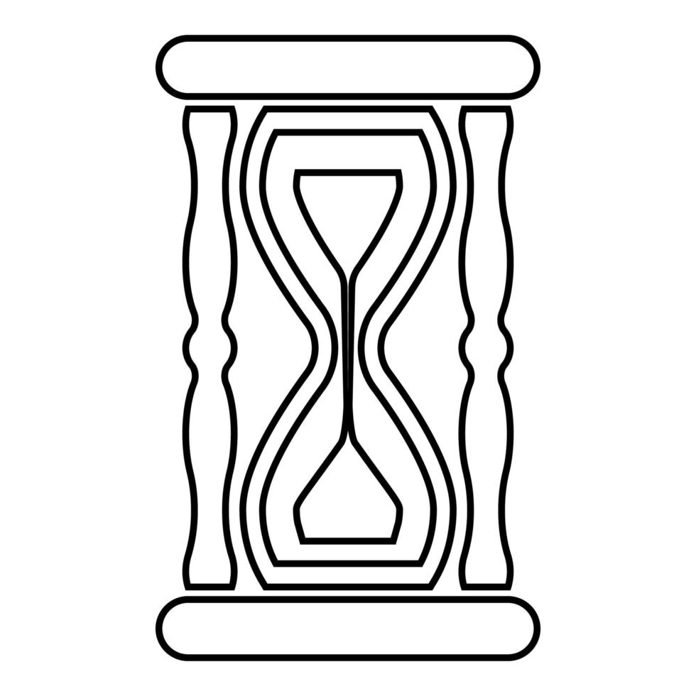 clessidra sabbia icona orologio contorno colore nero illustrazione vettoriale immagine in stile piatto