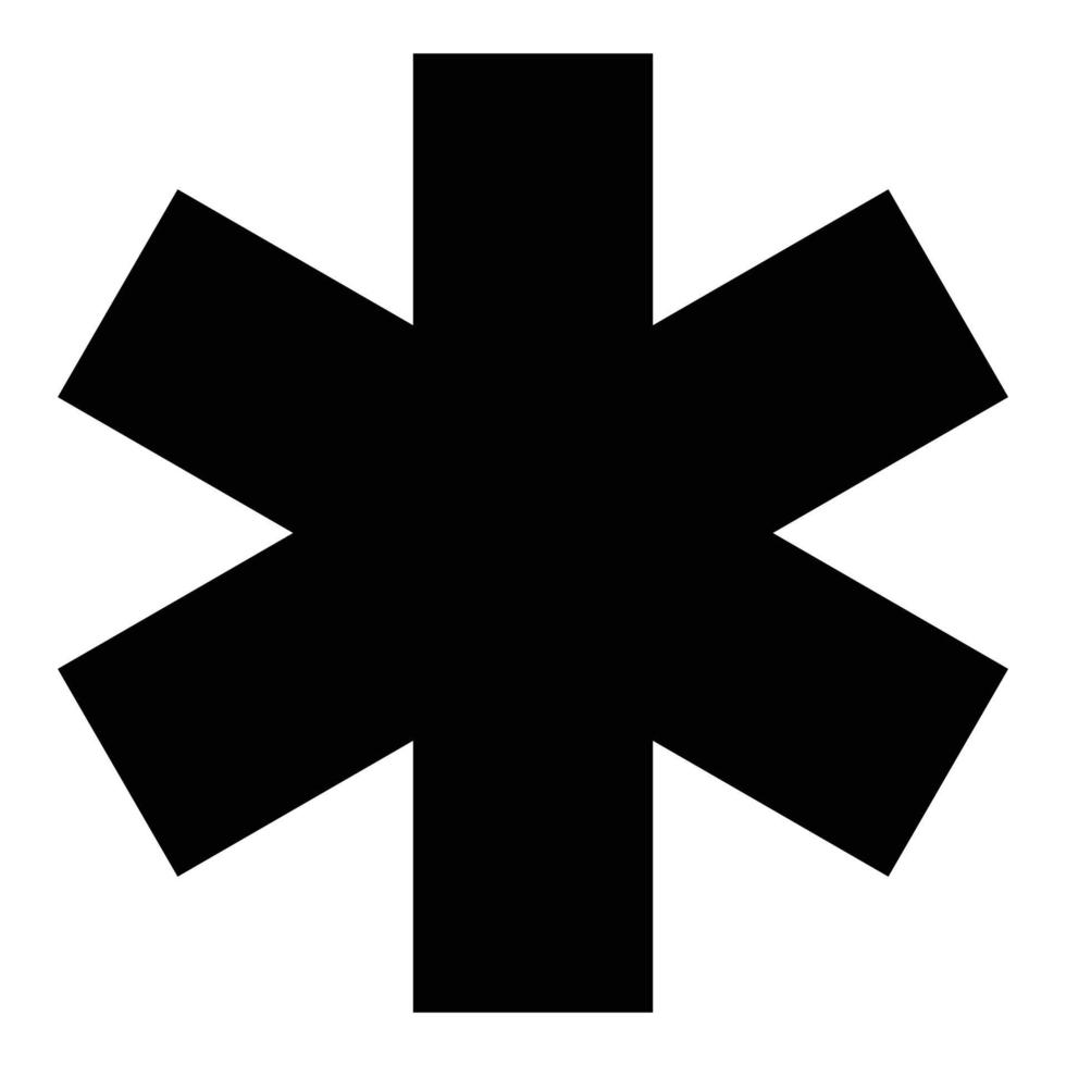 simbolo medico segno di emergenza stella della vita concetto di servizio icona colore nero illustrazione vettoriale immagine in stile piatto