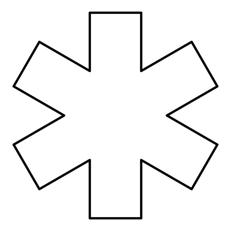 simbolo medico segno di emergenza stella della vita concetto di servizio icona contorno colore nero illustrazione vettoriale immagine in stile piatto