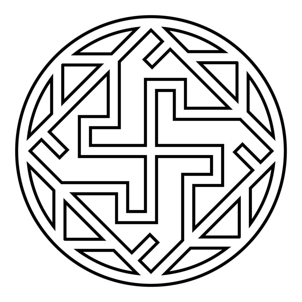 valkyrie varangian segno valkiriya simbolo slavo icona contorno nero colore vettore illustrazione stile piatto immagine