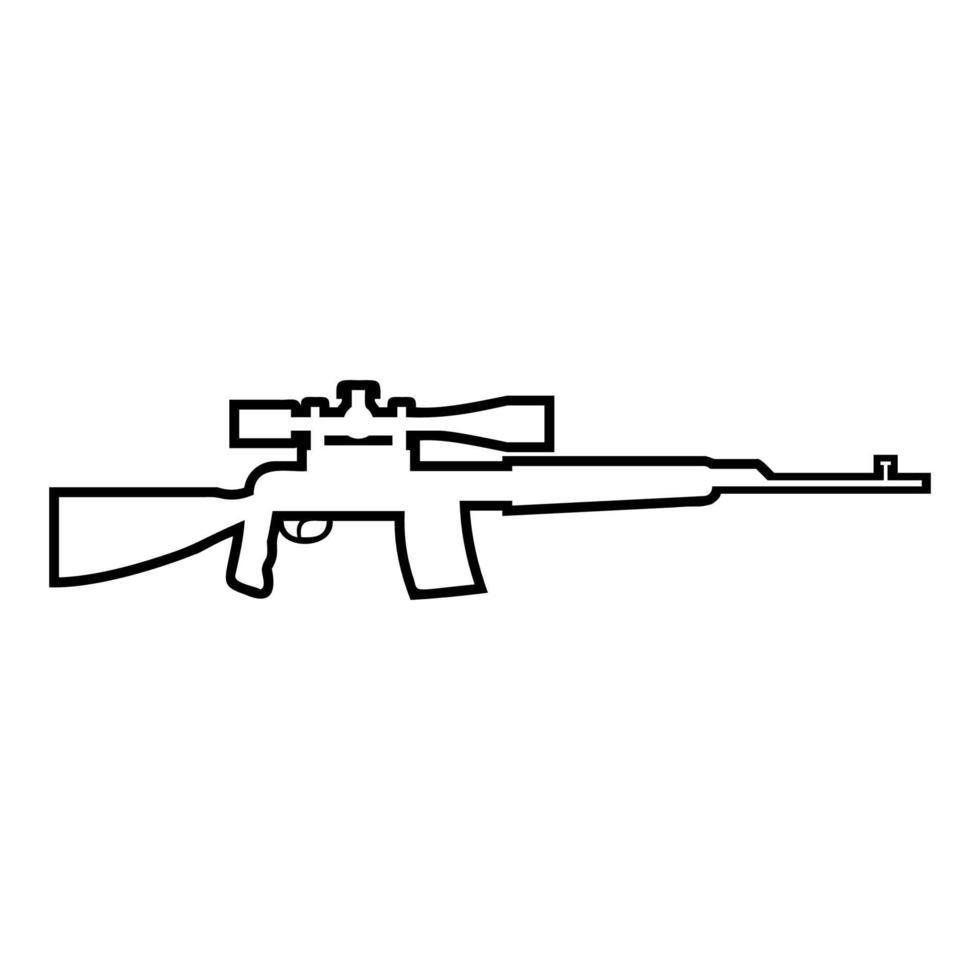 icona del fucile da cecchino contorno colore nero illustrazione vettoriale immagine in stile piatto