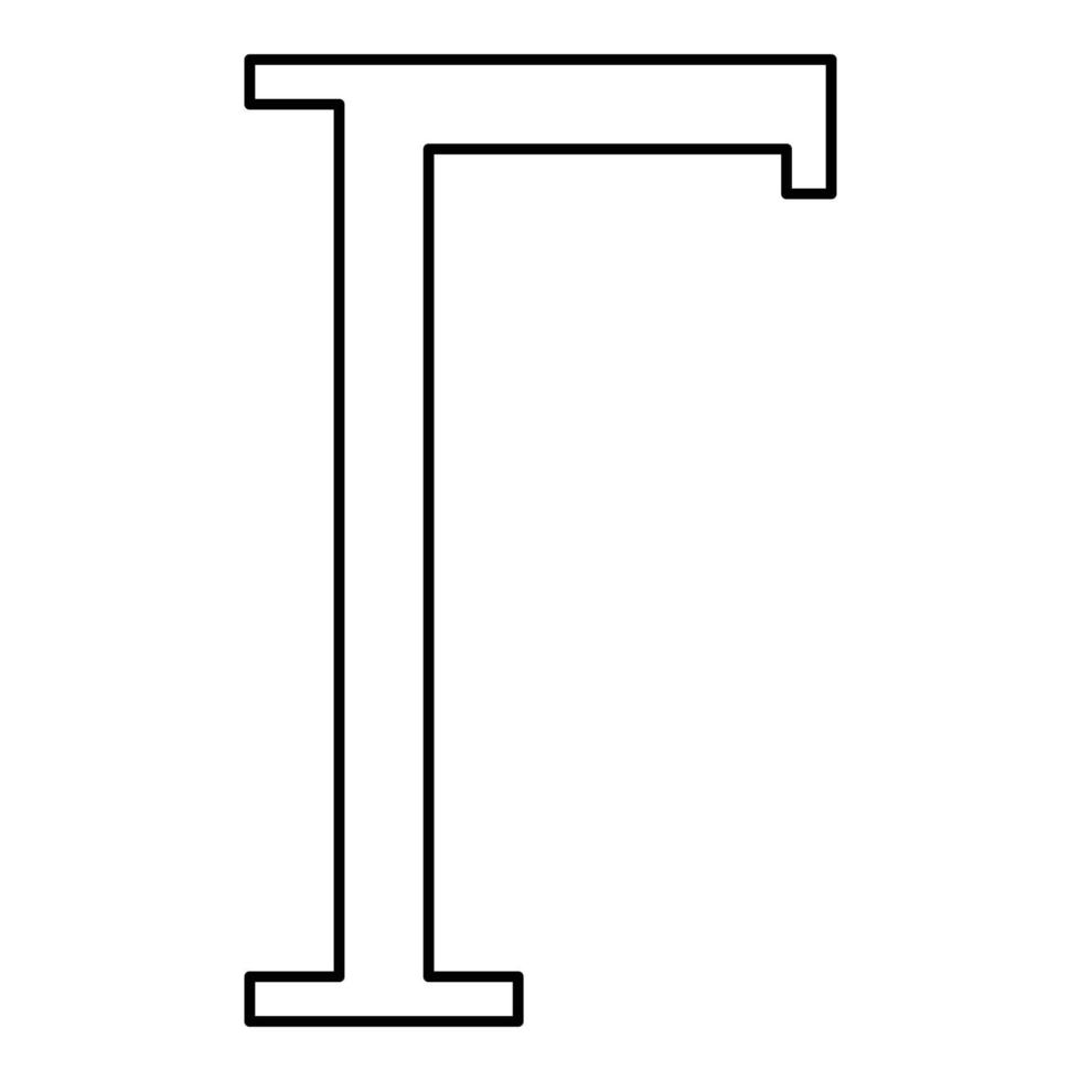 gamma simbolo greco lettera maiuscola carattere maiuscolo icona contorno colore nero illustrazione vettoriale immagine in stile piatto