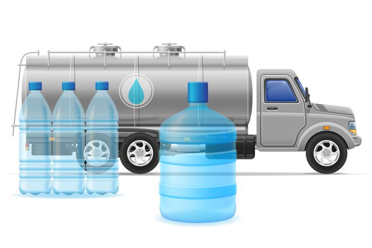 consegna e trasporto del camion del carico dell&#39;illustrazione purificata di vettore di concetto dell&#39;acqua potabile