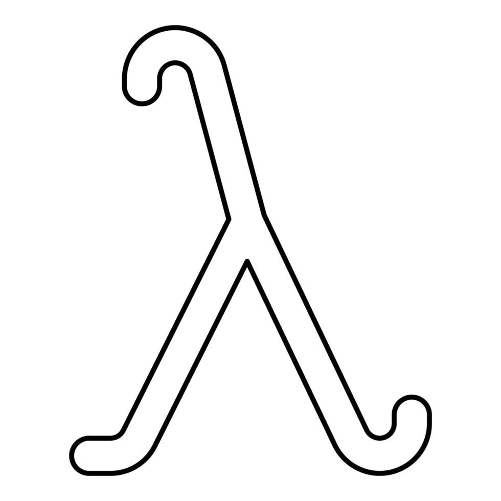 lambda simbolo greco lettera minuscola icona carattere contorno colore nero illustrazione vettoriale immagine in stile piatto