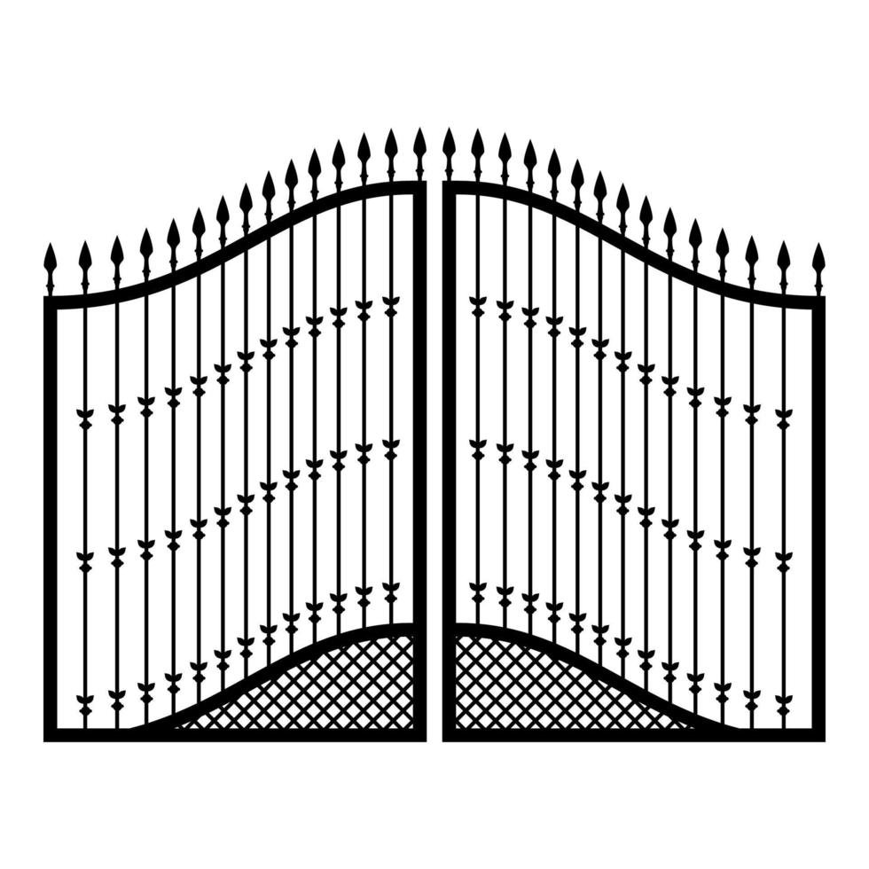 icona dei cancelli forgiati colore nero illustrazione vettoriale immagine in stile piatto