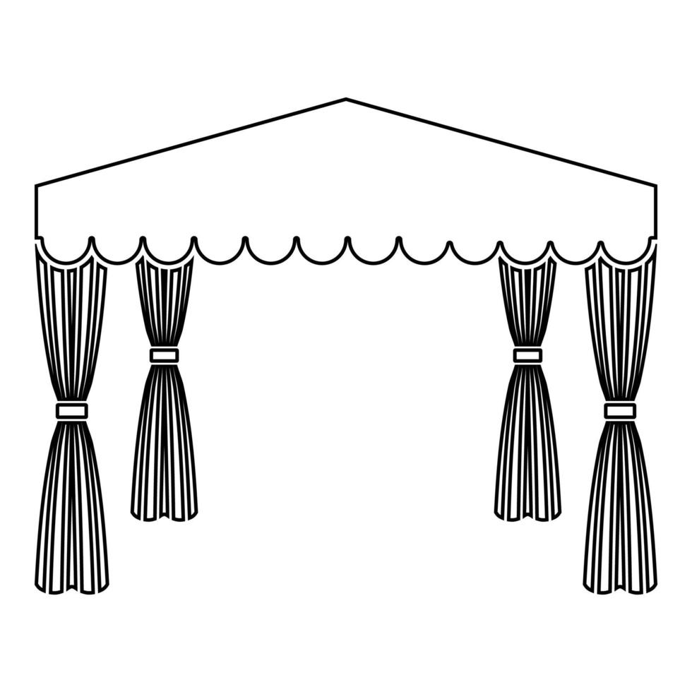 tenda a baldacchino tenda a padiglione commerciale tenda da sole per il riposo marquee icona chuppah contorno colore nero illustrazione vettoriale immagine in stile piatto