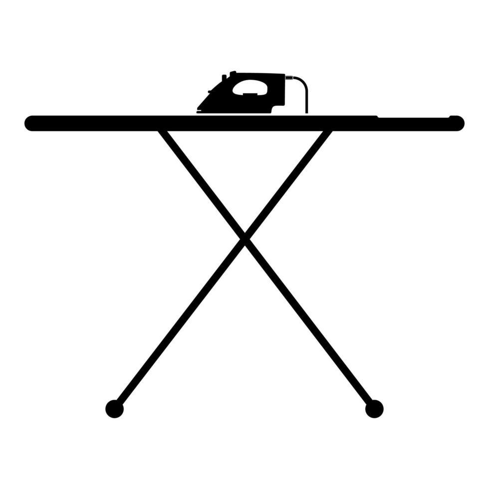 asse da stiro con icona di ferro colore nero illustrazione vettoriale immagine in stile piatto
