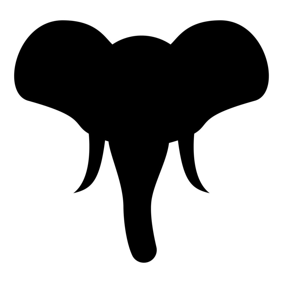 testa di elefante silhouette mascotte vista frontale icona animale africano o indiano colore nero illustrazione vettoriale immagine in stile piatto