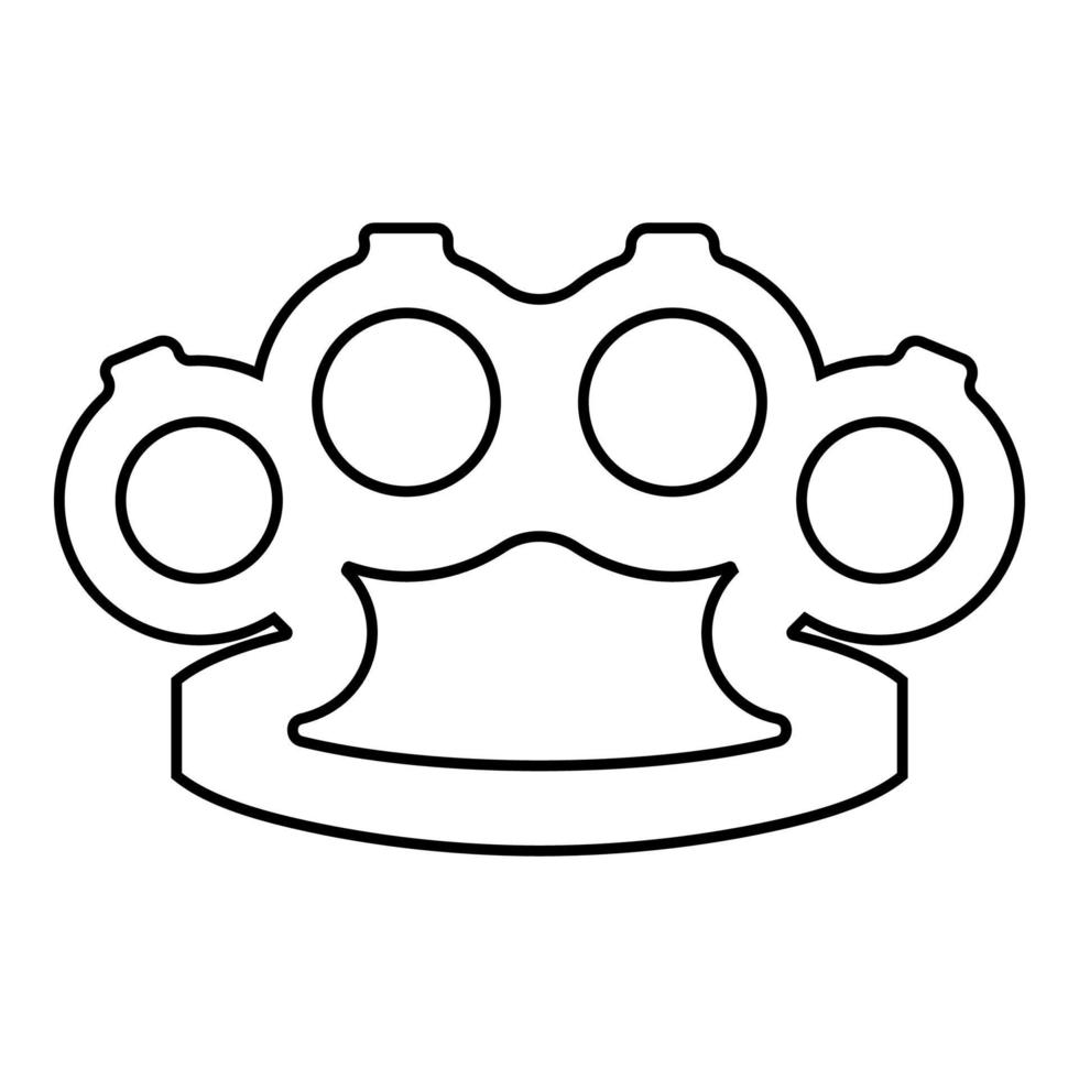 Knuckleduster Knuckles arma per icona mano contorno colore nero illustrazione vettoriale immagine in stile piatto