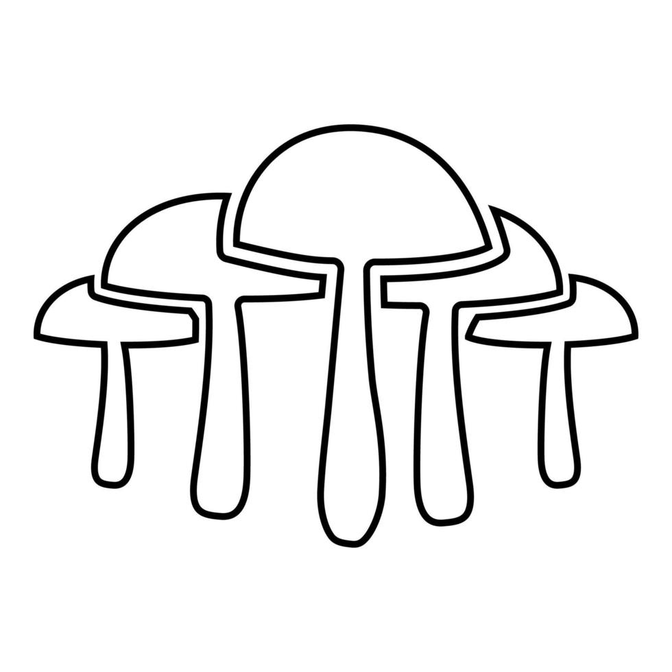 icona funghi contorno colore nero illustrazione vettoriale immagine in stile piatto