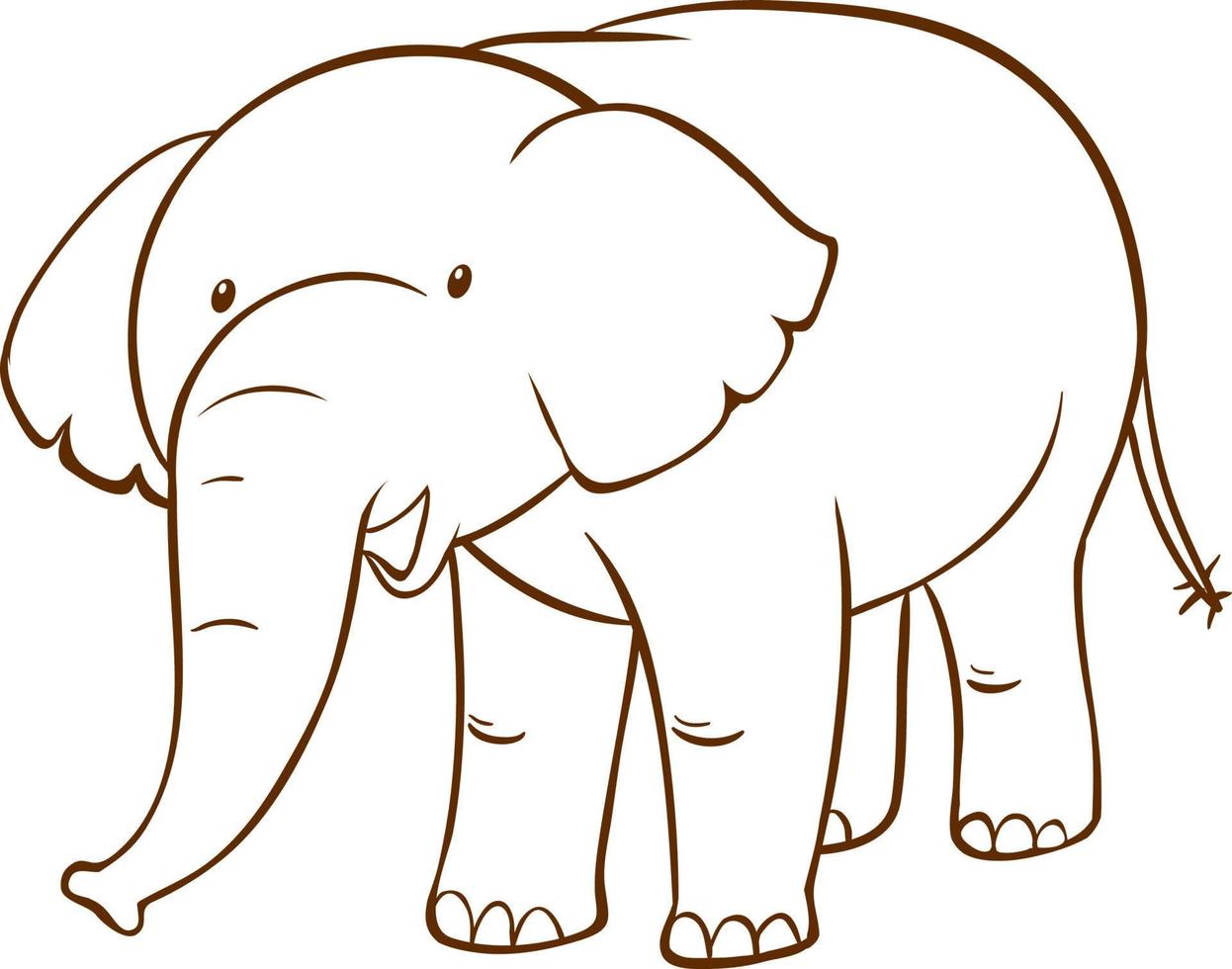 elefante in stile semplice doodle su sfondo bianco vettore