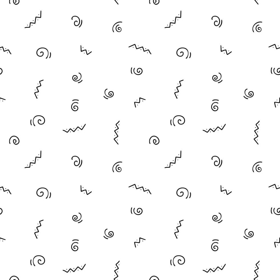 modello in bianco e nero senza cuciture con elementi astratti semplici di doodle. riccioli punteggiati e zigzag. trama infinita vettoriale