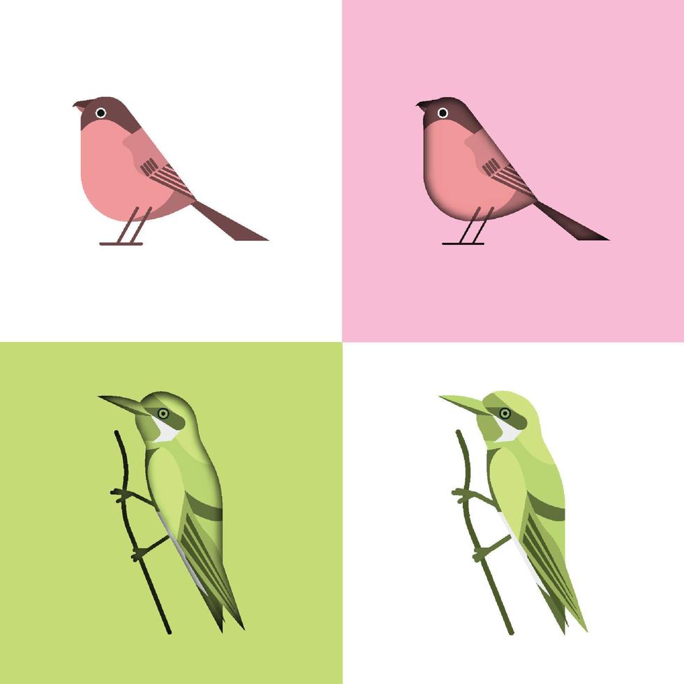 cartone animato uccello esotico in carta artigianale alla moda stile grafico illustrazione vettoriale