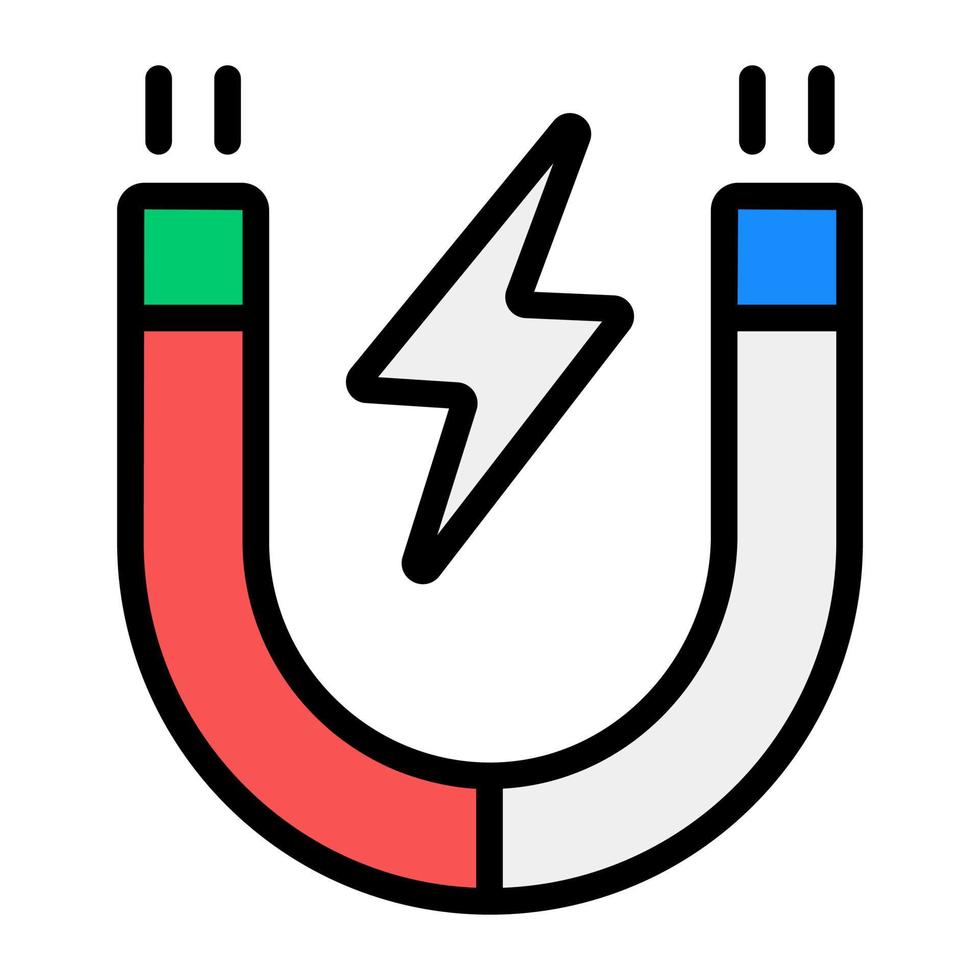 icona di energia del magnete, stile piatto modificabile vettore