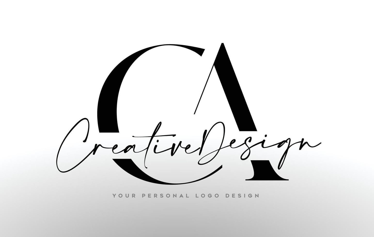 icona del design del logo della lettera ca con font serif e illustrazione vettoriale di lettere creative unite