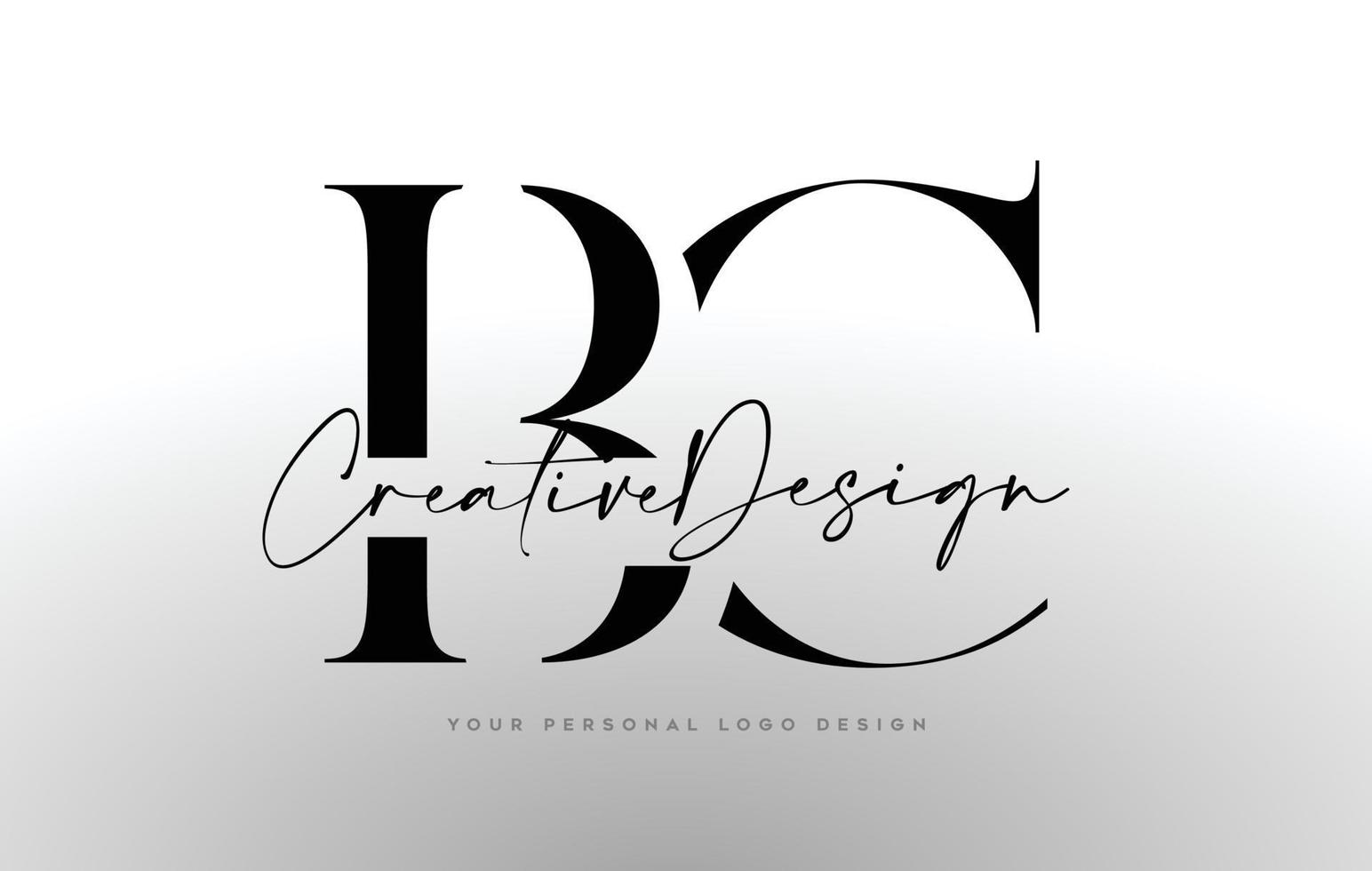 bc lettera logo design icona con font serif e lettere creative unite illustrazione vettoriale
