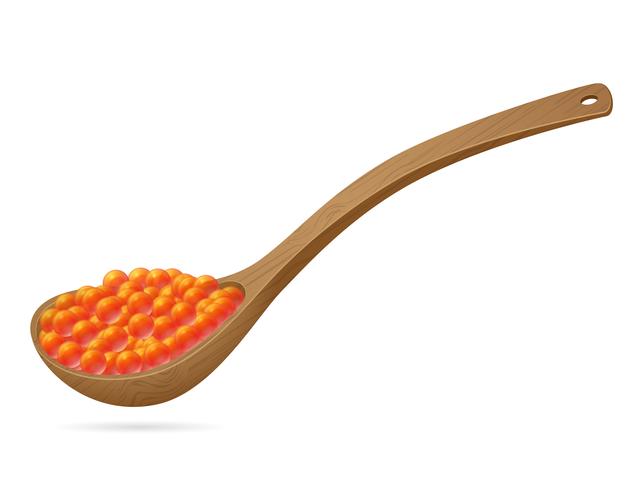 caviale rosso in un cucchiaio di legno illustrazione vettoriale