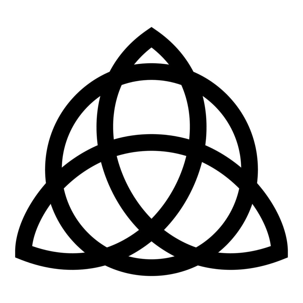 nodo trikvetr con cerchio potere di tre simboli vichinghi tribale per tatuaggio icona nodo trinità colore nero illustrazione vettoriale immagine in stile piatto