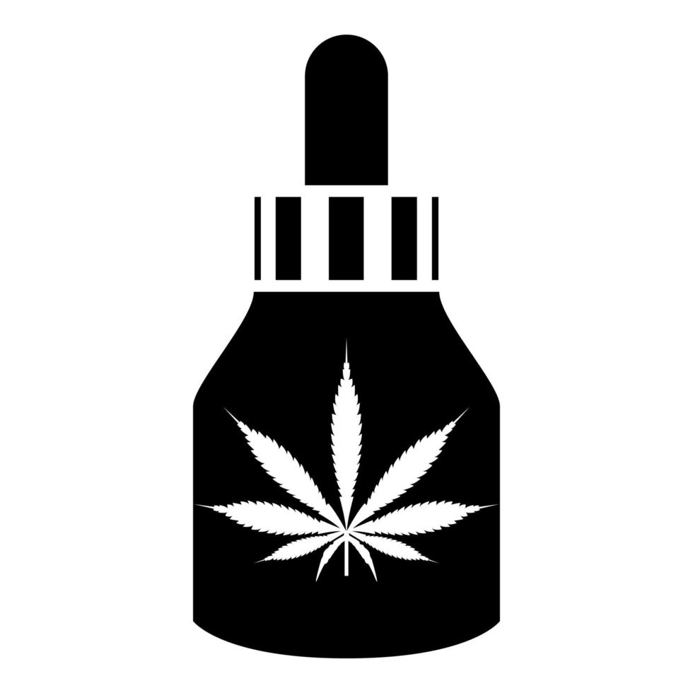 olio medicinale di marijuana alla marijuana cbd icona del pallone da fattoria di cannabis colore nero illustrazione vettoriale immagine in stile piatto