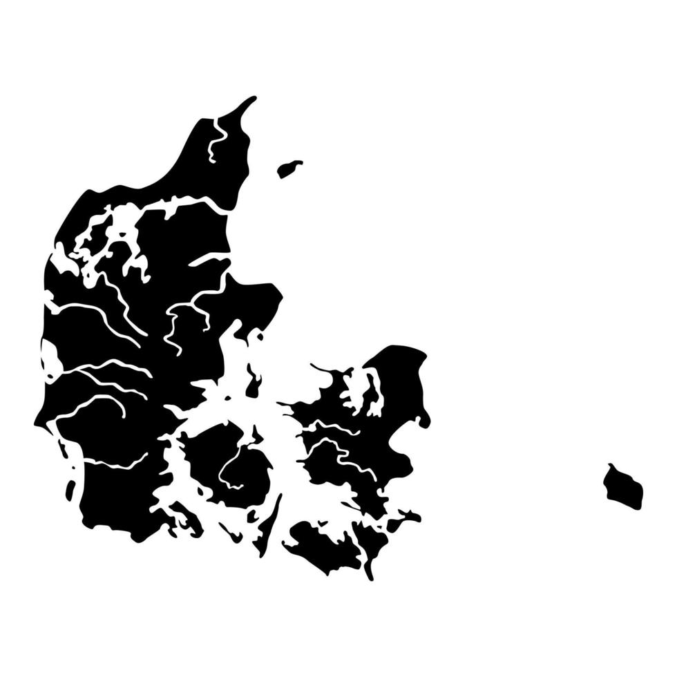 Mappa della Danimarca icona colore nero illustrazione vettoriale immagine in stile piatto