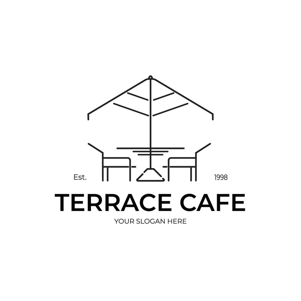 disegno dell'illustrazione di vettore del logo del caffè della terrazza