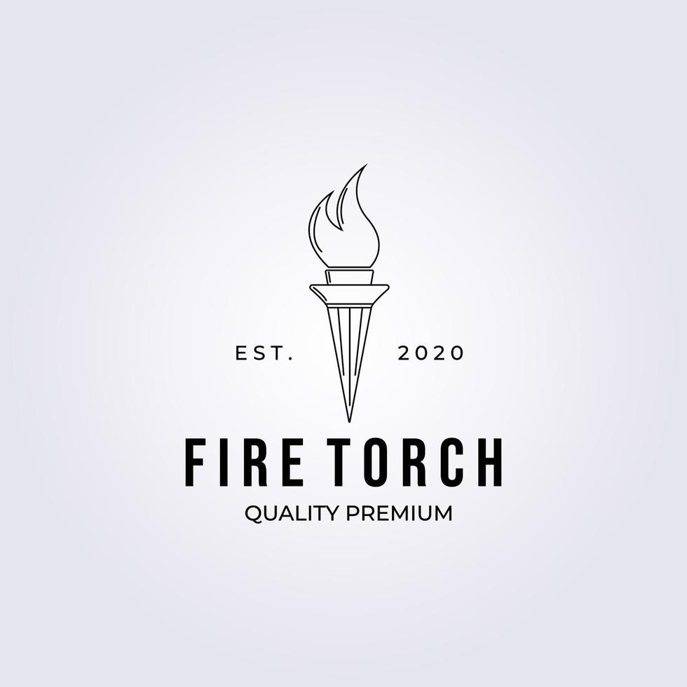 logo torcia fuoco line art logo illustrazione vettoriale minimalista