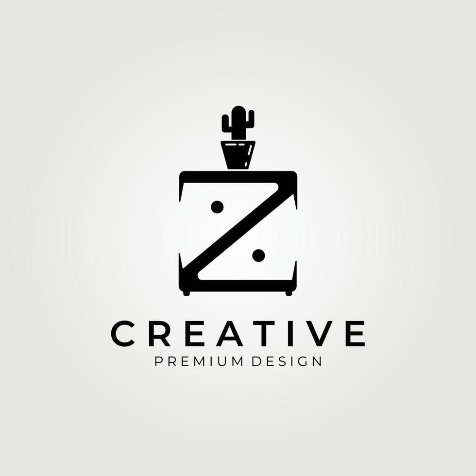 mobili, logo interno minimalista, logo z creativo e intelligente, logo icona mobili disegno vettoriale illustrazione
