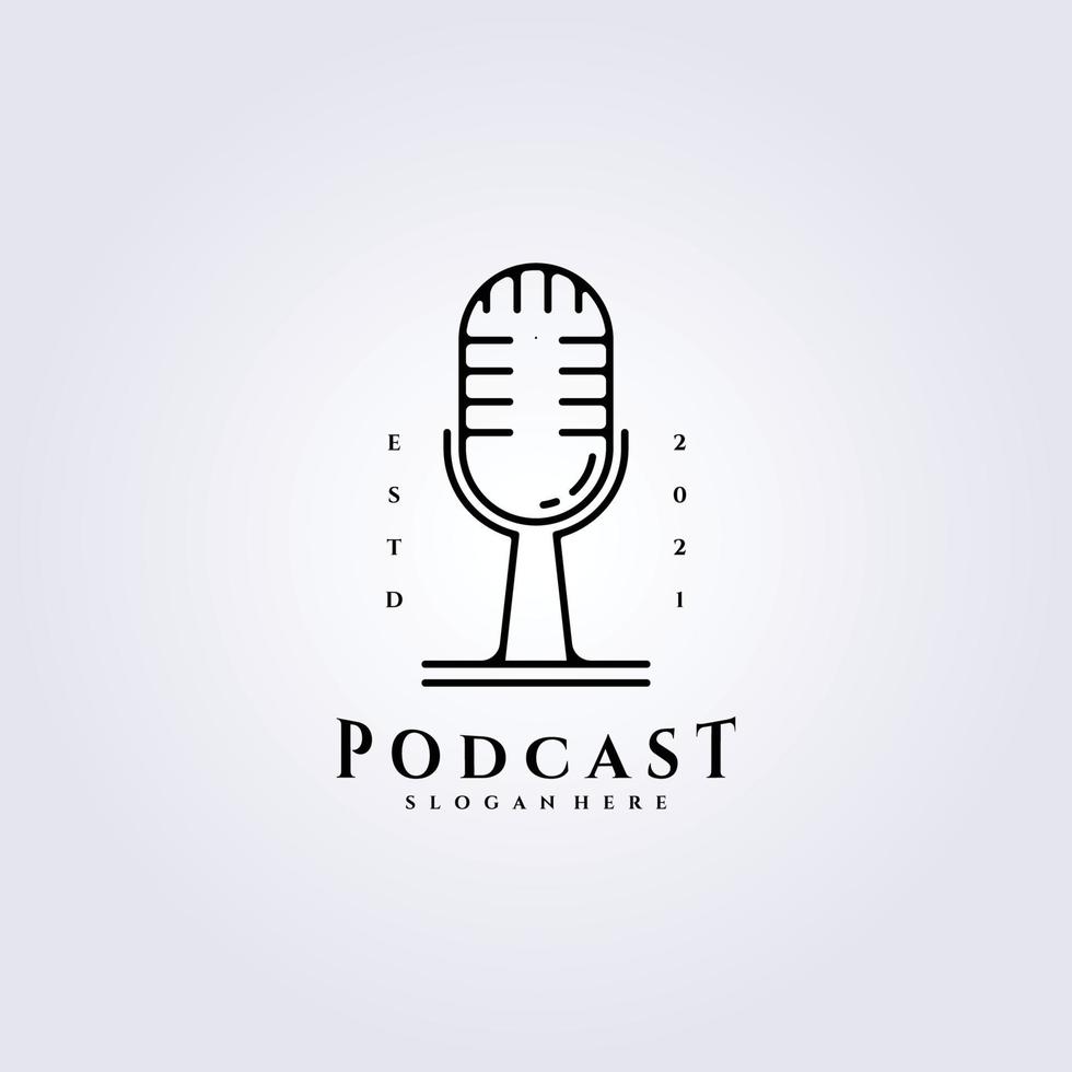 podcast logo line art semplice minimalista illustrazione vettoriale design microfono
