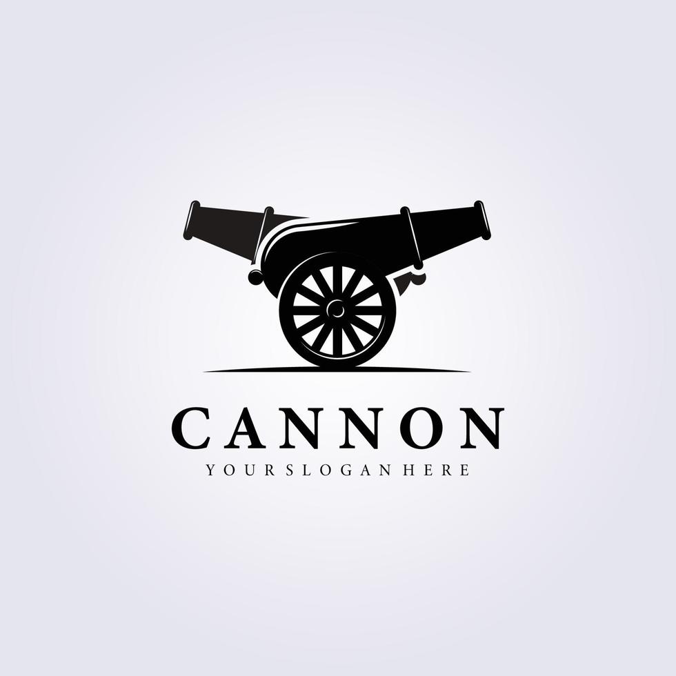doppio cannone logo antico vintage illustrazione vettoriale design silhouette arma