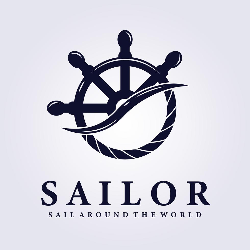 marinaio nave manzo nautico estate logo illustrazione vettoriale design con ancoraggio a fune