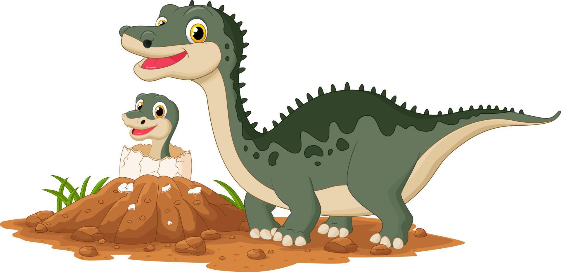 madre dinosauro con schiusa del bambino vettore