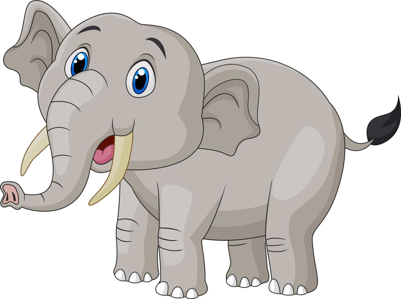simpatico cartone animato elefante su sfondo bianco vettore