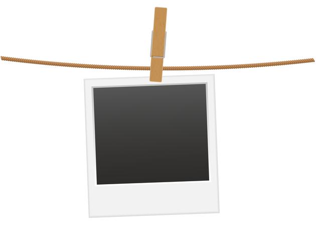 Retro struttura della foto che appende su una corda con l&#39;illustrazione di vettore della molletta da bucato