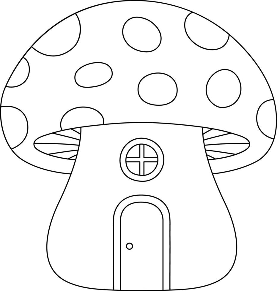 Pagina da colorare di casa dei funghi per bambini vettore