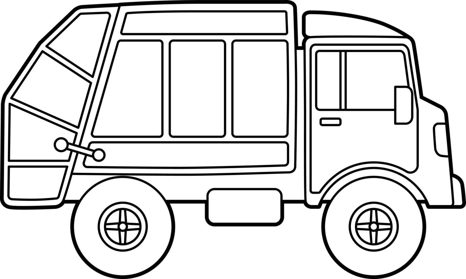 pagina di colorazione del camion della spazzatura isolata per i bambini vettore