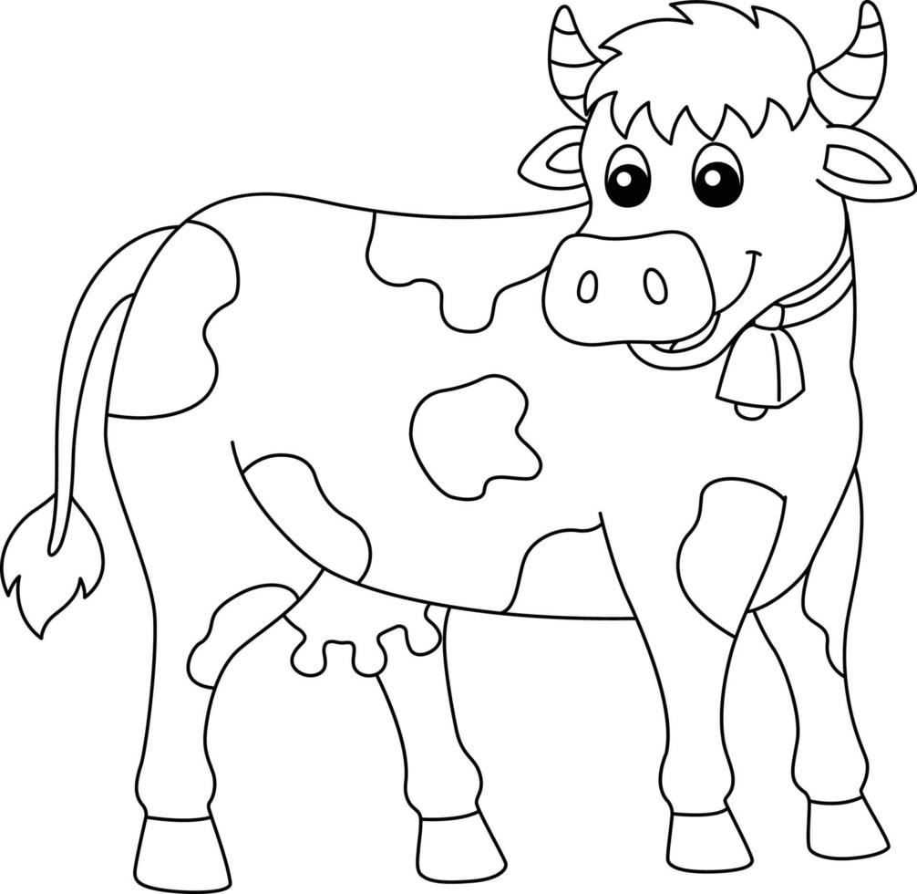 pagina da colorare di mucca isolata per i bambini vettore