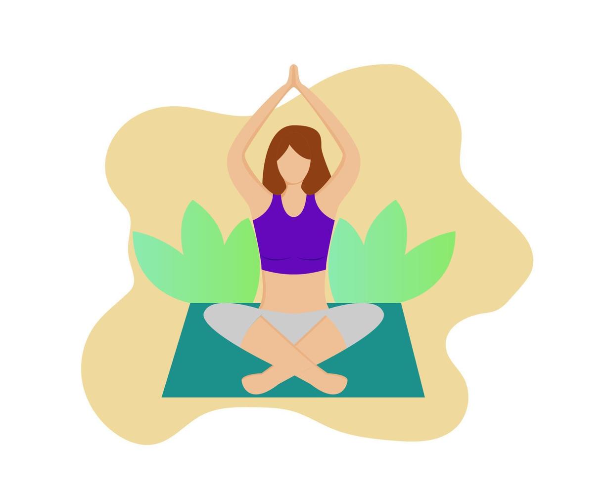illustrazione disegno vettoriale di donna che fa yoga per la sua salute