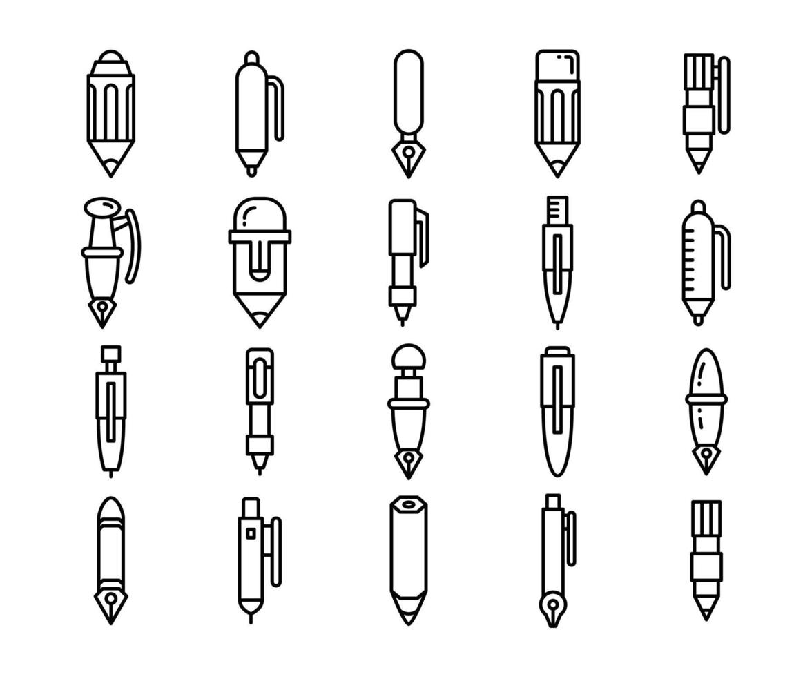 icone della linea di penna e matita vettore
